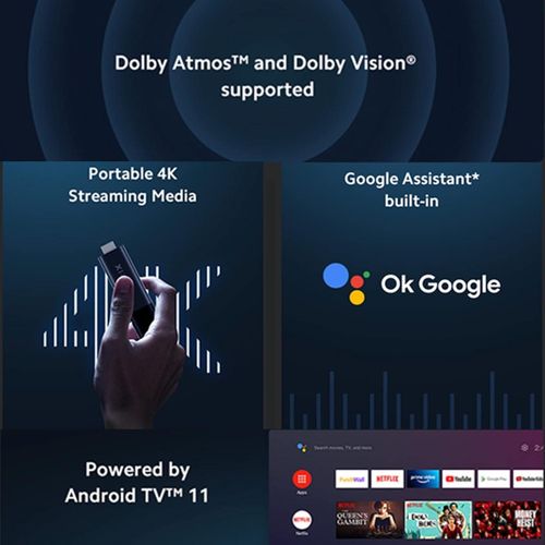 XIAOMI TV Stick 4K Ultra HD Streaming Device, Android TV 11 With Google Assistant Voice Remote Control