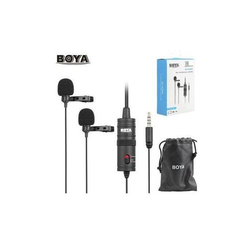 Boya BY-M1DM Dual Lavalier Mic for Two-Person Interviews Podcast Camera Smartphone Recording