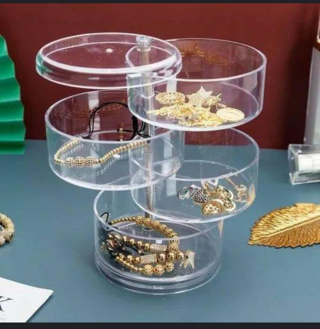 Generic 4 Layer Rotating Jewellery/Accessories Organizer Box Jewellery Organizer Drawer Holder Box Earring storage box Layer: 4 Layer (Size: 11.5*11.5*21cm). Great organizer for makeup and cosmetics