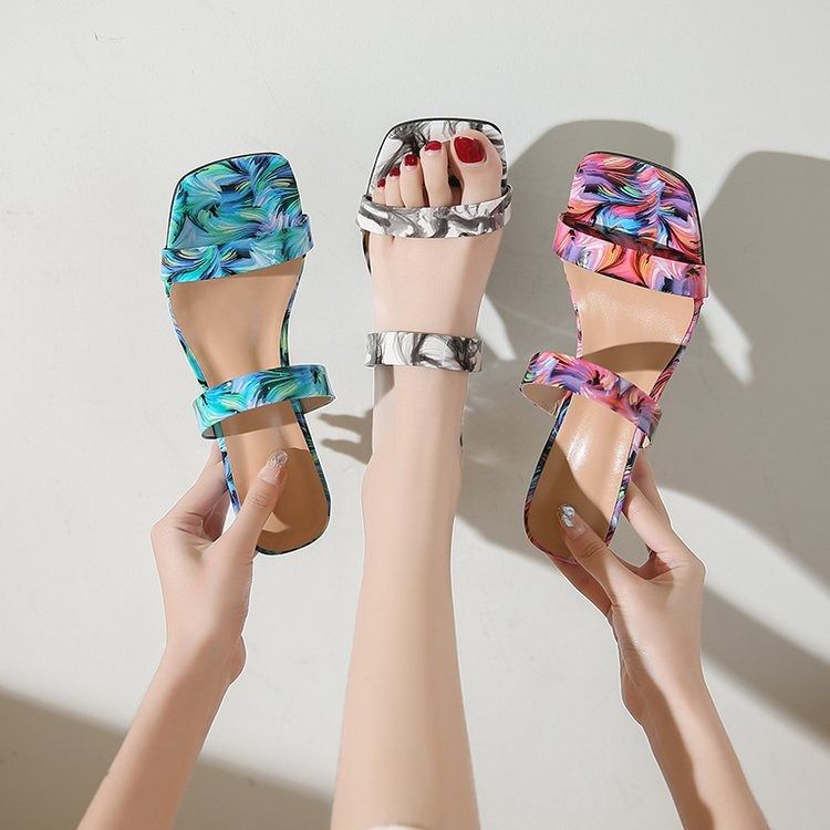 African slippers women 2025 new women's shoes summer square head fish mouth set toe thick heels high heels fashion slippers women wholesale