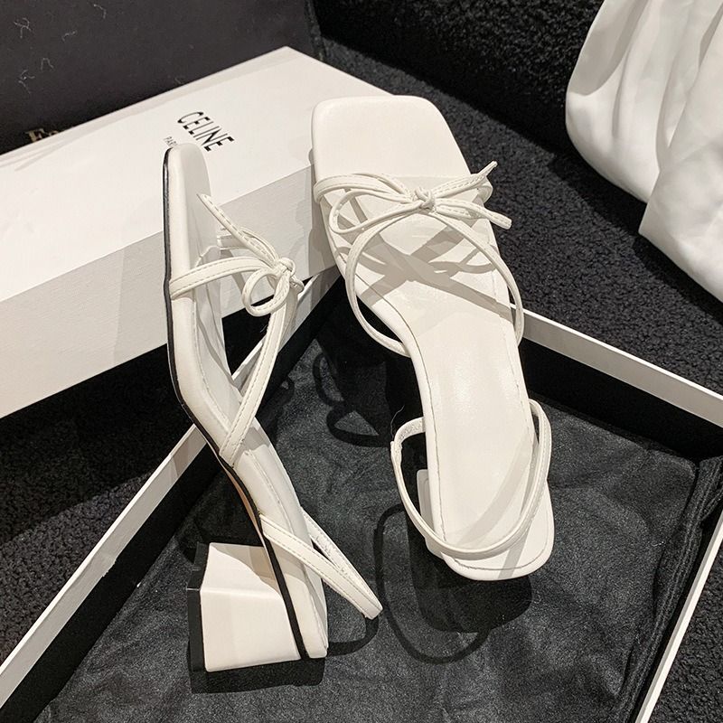 African sandals women 2025 new women's shoes summer Korean version square head fish mouth bow thick heel set foot fashion sandals