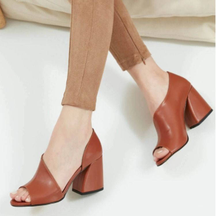 2025 Africa's new European and American foreign trade summer wedge sandals women's breathable fish mouth shoes side empty single shoes solid color splicing thick heel women's shoes wish