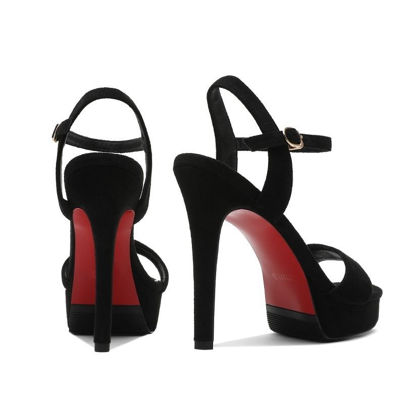 Cross-border 2025 new cross-border e-commerce foreign trade women's shoes high heels 12cm thin heel waterproof platform sandals Women's night work shoes thin heel waterproof platform hollow-cut single