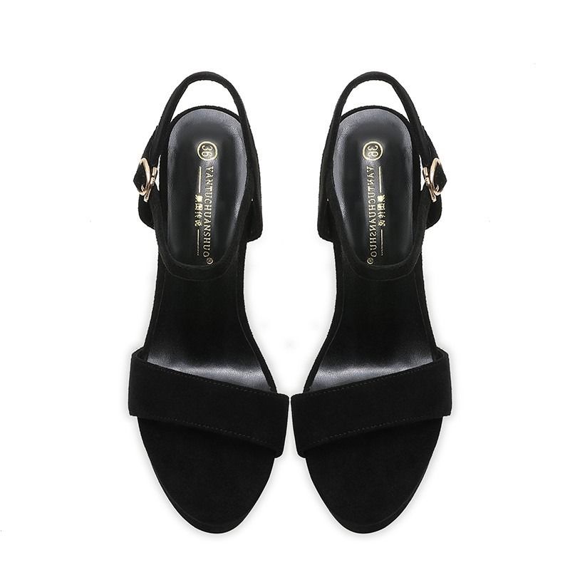 Cross-border 2025 new cross-border e-commerce foreign trade women's shoes high heels 12cm thin heel waterproof platform sandals Women's night work shoes thin heel waterproof platform hollow-cut single