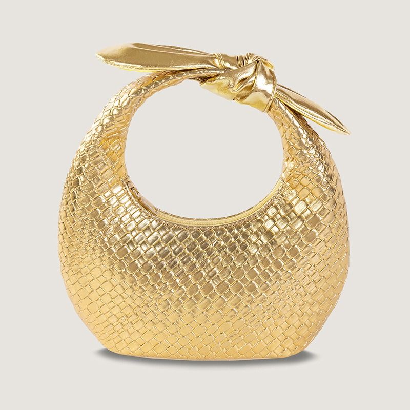 Bag ladies 2025 autumn and winter new braided PU handbag half moon bow cross border month bag half moon shaped women's bag