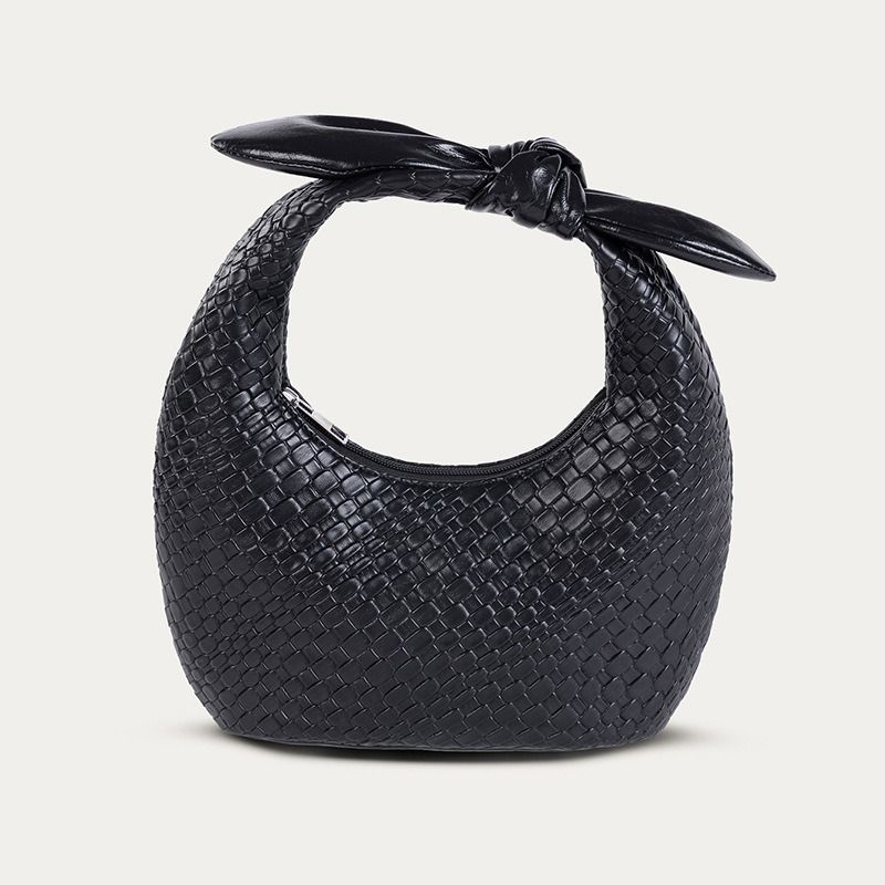 Bag ladies 2025 autumn and winter new braided PU handbag half moon bow cross border month bag half moon shaped women's bag