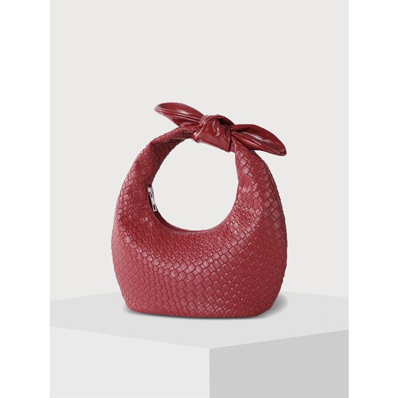 Bag ladies 2025 autumn and winter new braided PU handbag half moon bow cross border month bag half moon shaped women's bag