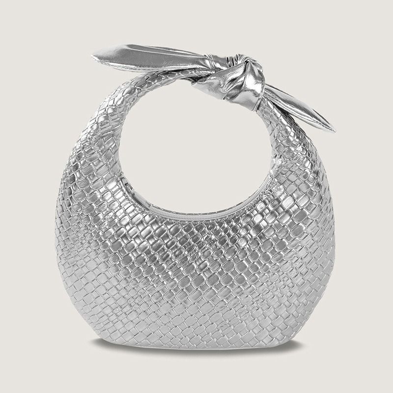 Bag ladies 2025 autumn and winter new braided PU handbag half moon bow cross border month bag half moon shaped women's bag