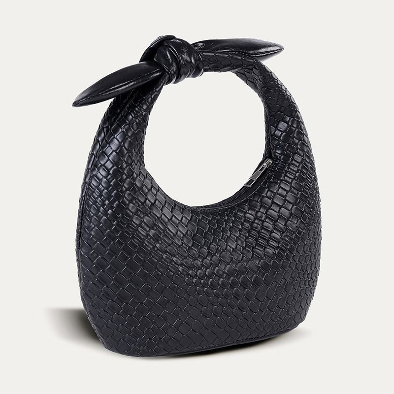 Bag ladies 2025 autumn and winter new braided PU handbag half moon bow cross border month bag half moon shaped women's bag