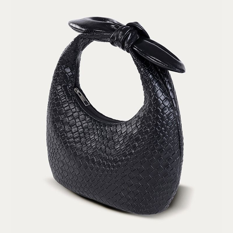 Bag ladies 2025 autumn and winter new braided PU handbag half moon bow cross border month bag half moon shaped women's bag