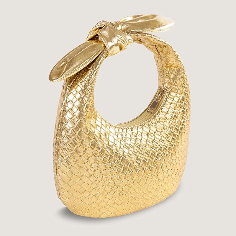 Bag ladies 2025 autumn and winter new braided PU handbag half moon bow cross border month bag half moon shaped women's bag