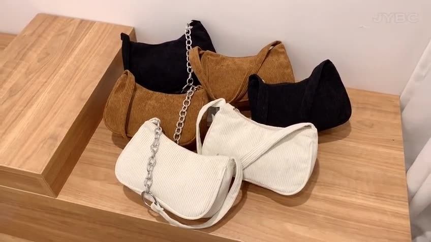 2025 Autumn/winter new portable small square bag plush single shoulder fashion retro corduroy underarm baguette bag daily with handbag