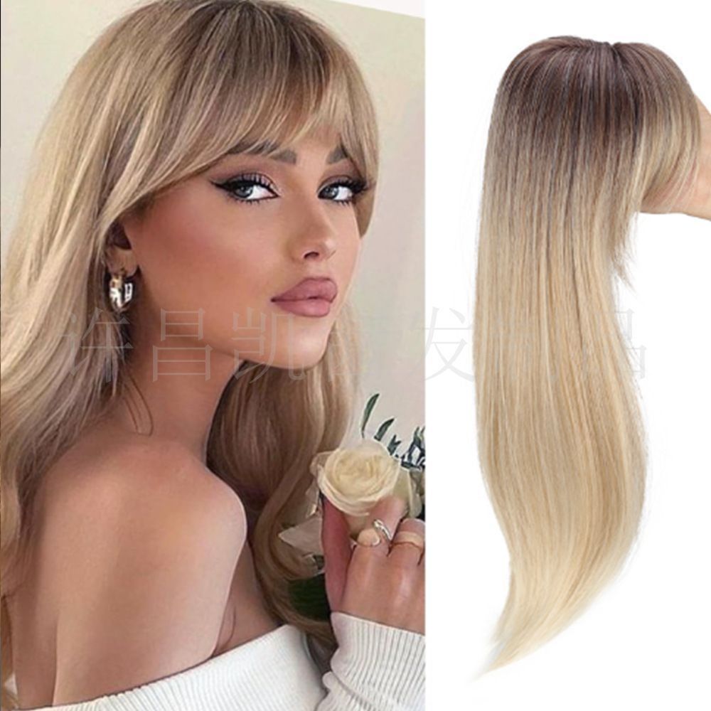 Africa new wig patch top foreign trade chemical fiber hair block eight-figure bangs long curly hair women without trace patch