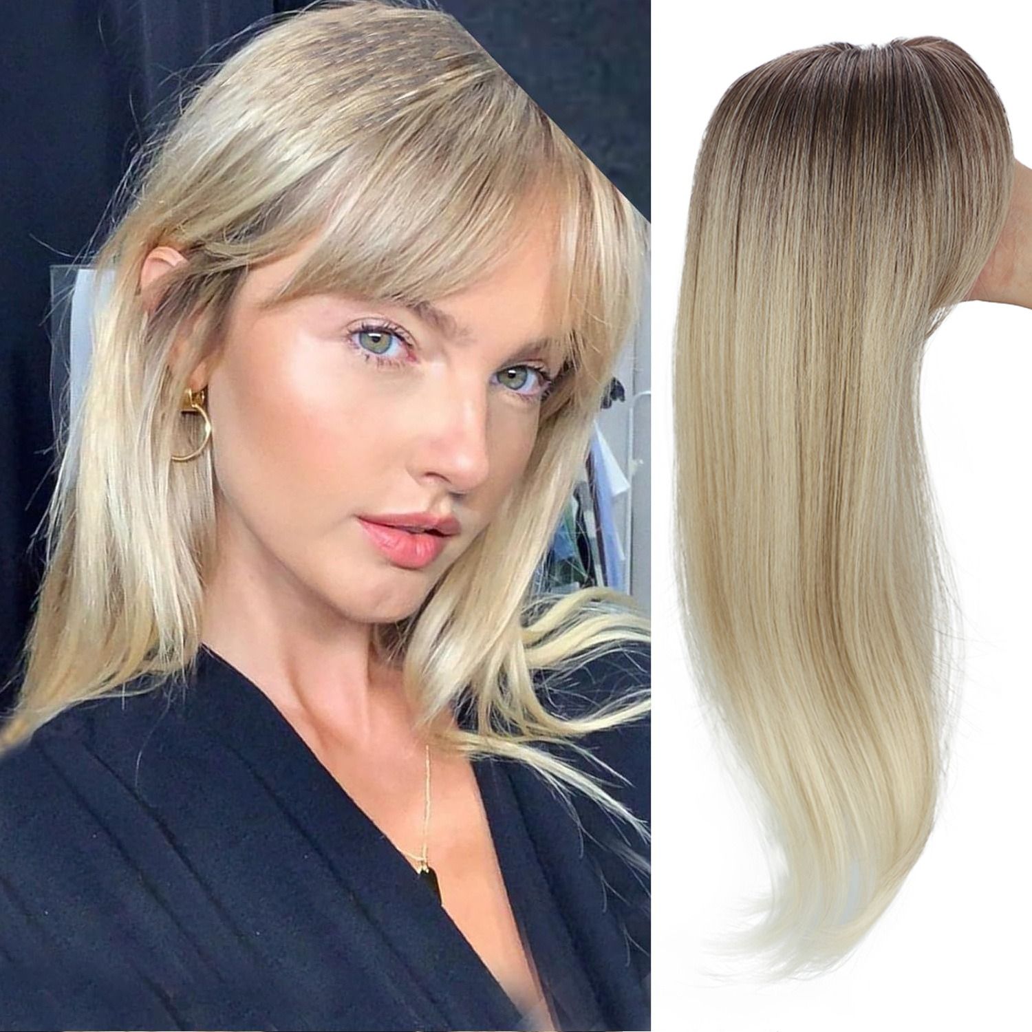 Africa new wig patch top foreign trade chemical fiber hair block eight-figure bangs long curly hair women without trace patch