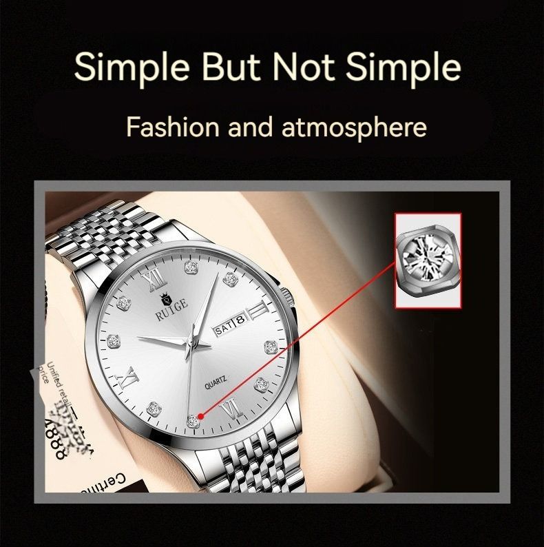 2025 Africa Europe America High-grade Handsome Men's Watch High Quality RUIGE brand Ultra-thin Watch Waterproof Luminous Calendar Korean Quartz Watch Shake Sonic Sell Through Explosive Sport Watch