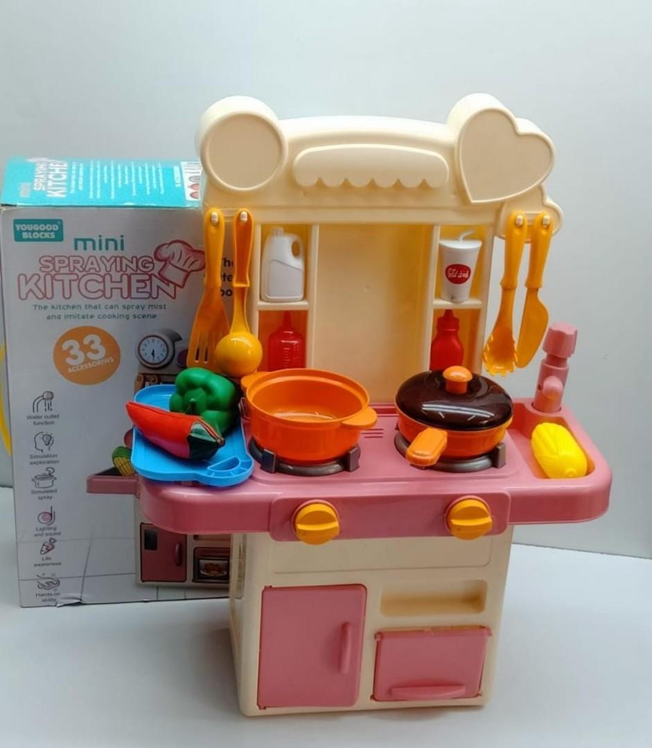Kids Kitchen set. kids play as mini chefs preparing foods that are included in the package