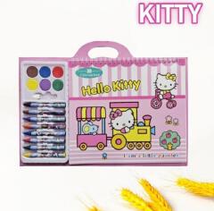 Kids painting book. Crayons gouache painting book set