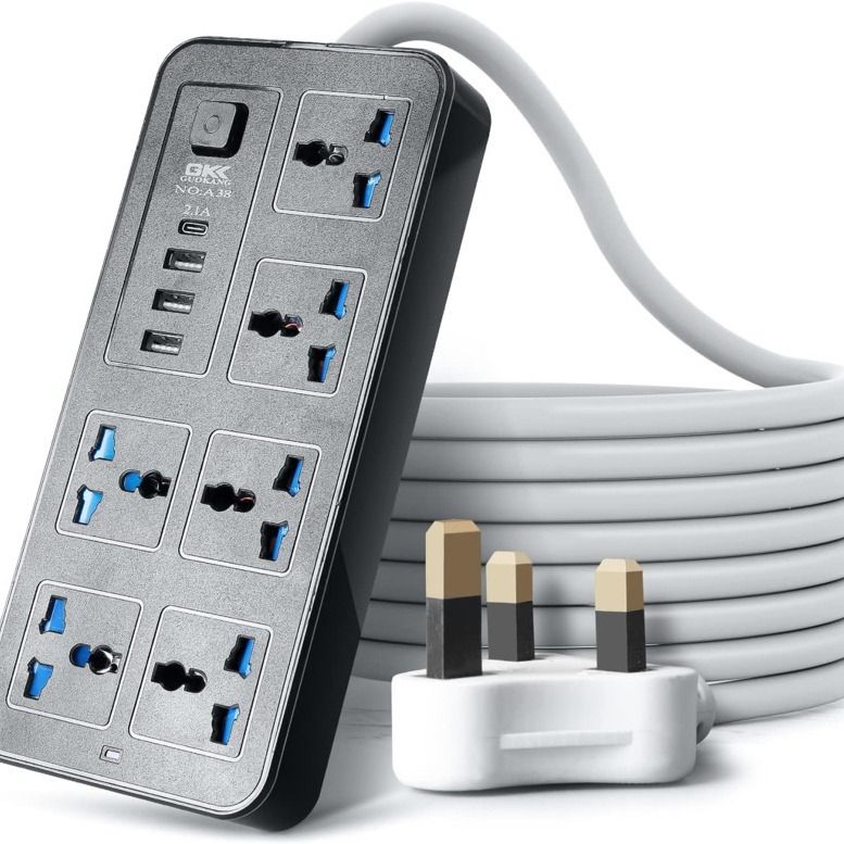 Socket Extension Power Strip Socket Adapter Home Multifunctional UK Plug Power Socket Power Extension Cable USB Charging Cables Outlet Multi Charging Port with Switch Wiring Socket