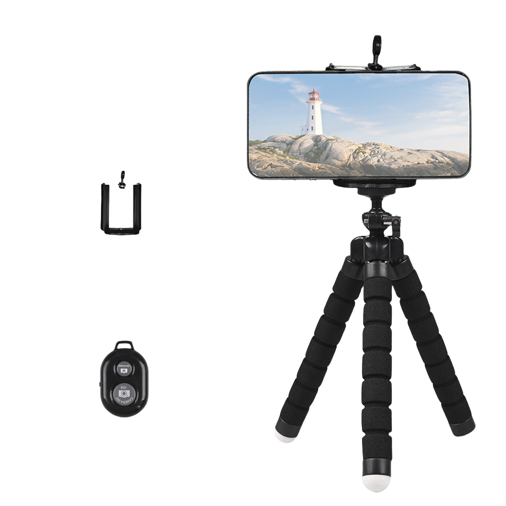 Phone Holder Portable Phone Holder Tripod Stand Octopus Bracket with Remote Control Mini Sponge Octopus Tripod Desktop Octopus Phone Stand