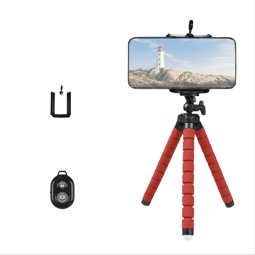 Phone Holder Portable Phone Holder Tripod Stand Octopus Bracket with Remote Control Mini Sponge Octopus Tripod Desktop Octopus Phone Stand