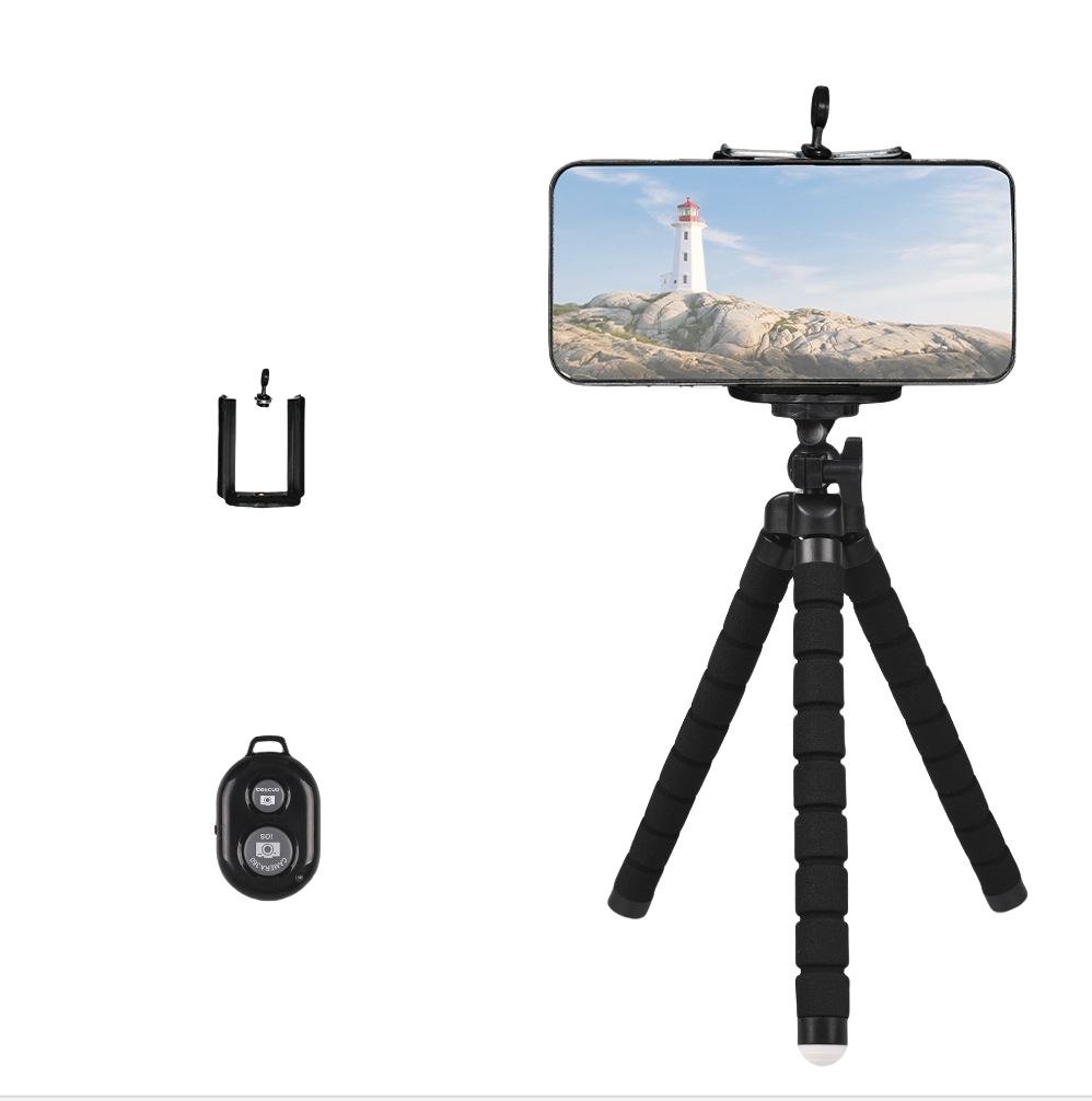 Phone Holder Portable Phone Holder Tripod Stand Octopus Bracket with Remote Control Mini Sponge Octopus Tripod Desktop Octopus Phone Stand