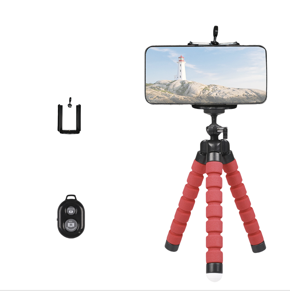 Phone Holder Portable Phone Holder Tripod Stand Octopus Bracket with Remote Control Mini Sponge Octopus Tripod Desktop Octopus Phone Stand