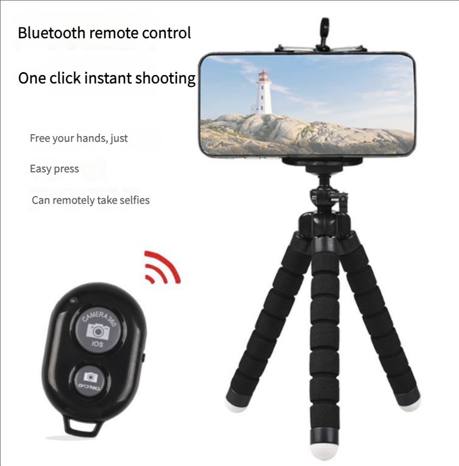 Phone Holder Portable Phone Holder Tripod Stand Octopus Bracket with Remote Control Mini Sponge Octopus Tripod Desktop Octopus Phone Stand