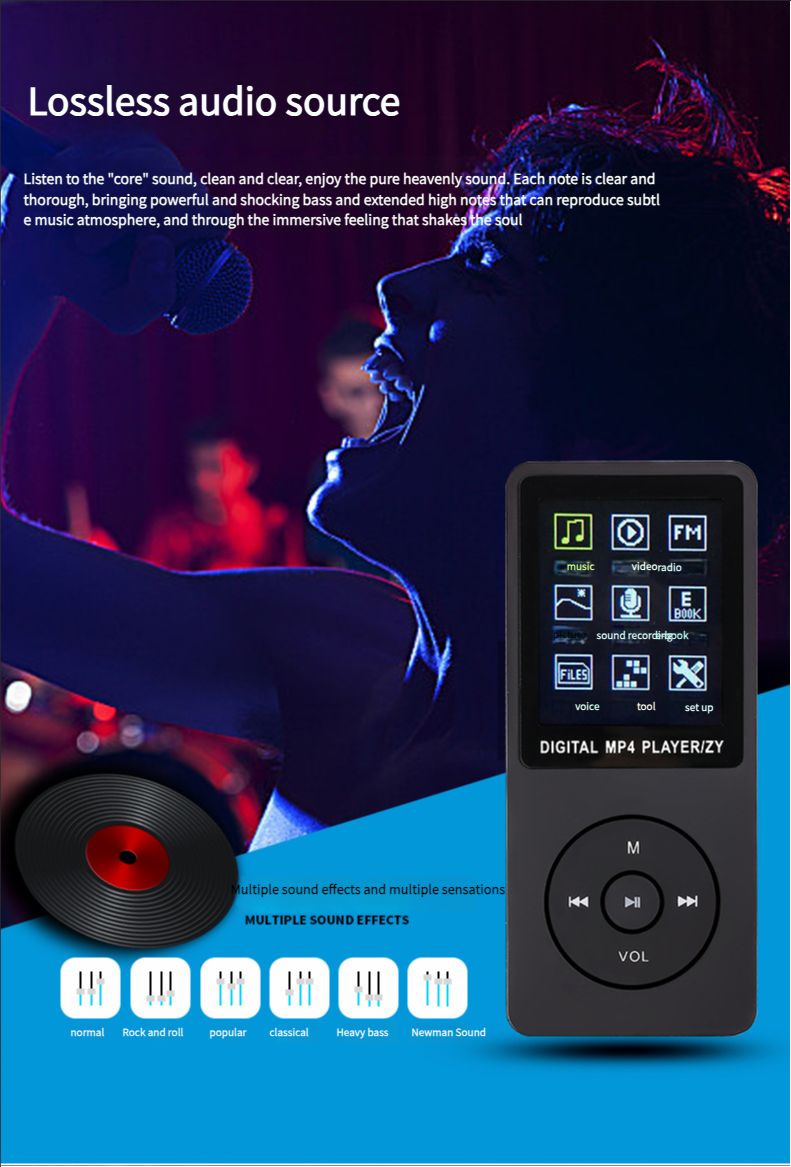 MP3 Music Player Bluetooth MP4 Music Player Portable Walkman Student 1.8 Inch Insert Card MP3 Player