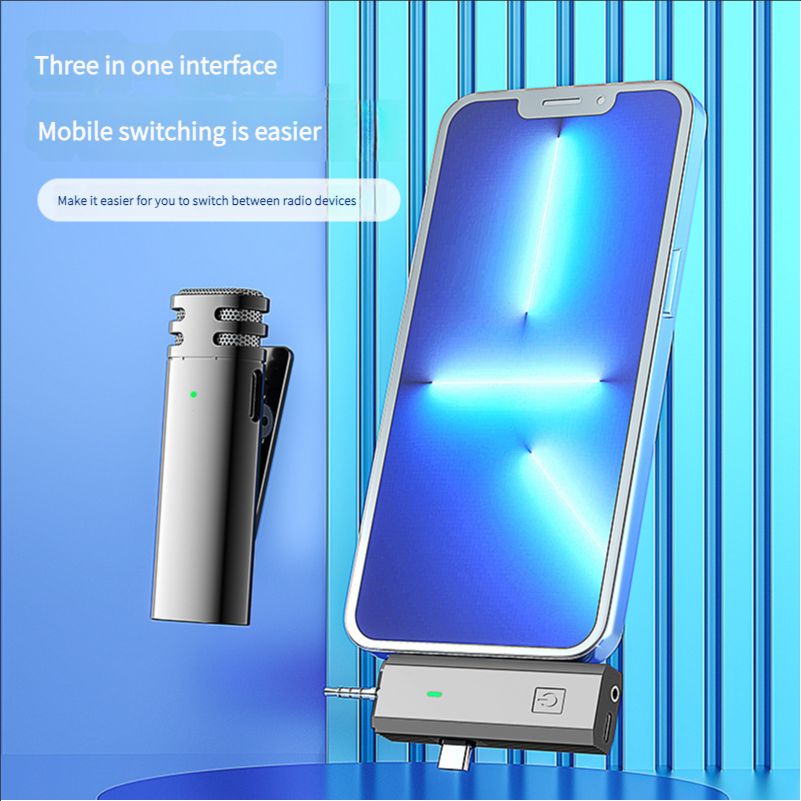 Microphone Wireless 3-in-1 Lavalier Microphone Universal for Android Apple Cameras Noise Reduction Microphone for Mobile Live Streaming