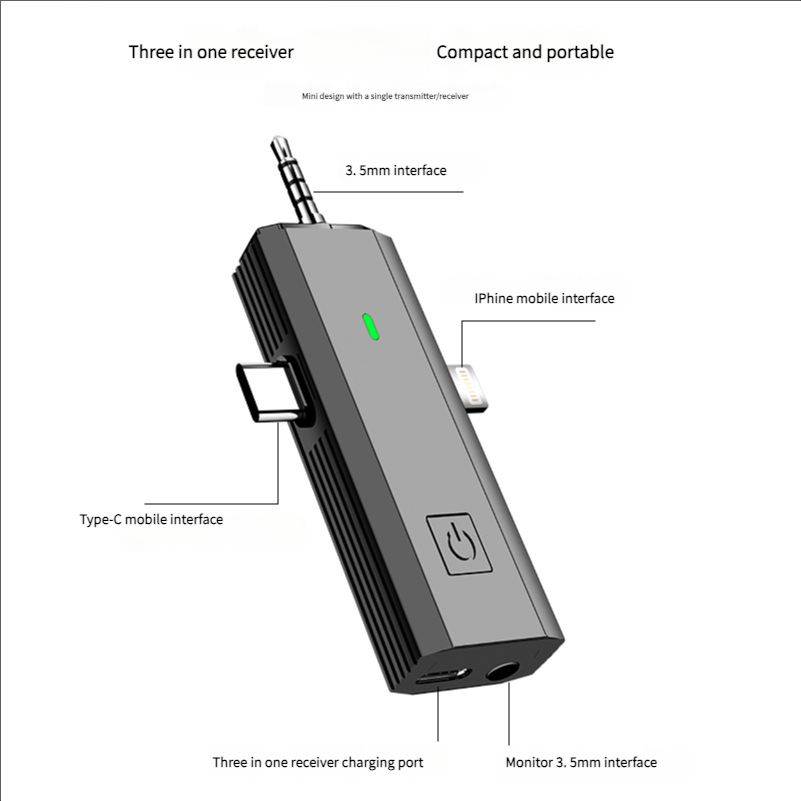 Microphone Wireless 3-in-1 Lavalier Microphone Universal for Android Apple Cameras Noise Reduction Microphone for Mobile Live Streaming