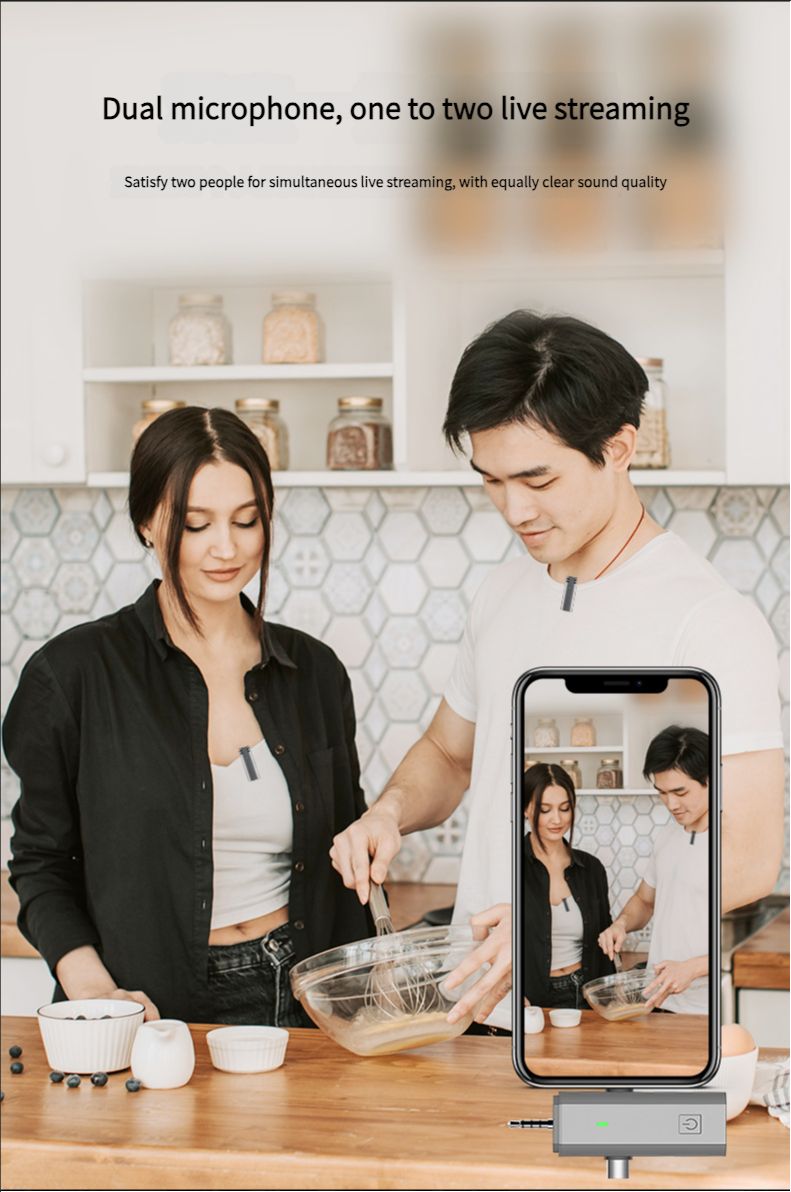 Microphone Wireless 3-in-1 Lavalier Microphone Universal for Android Apple Cameras Noise Reduction Microphone for Mobile Live Streaming
