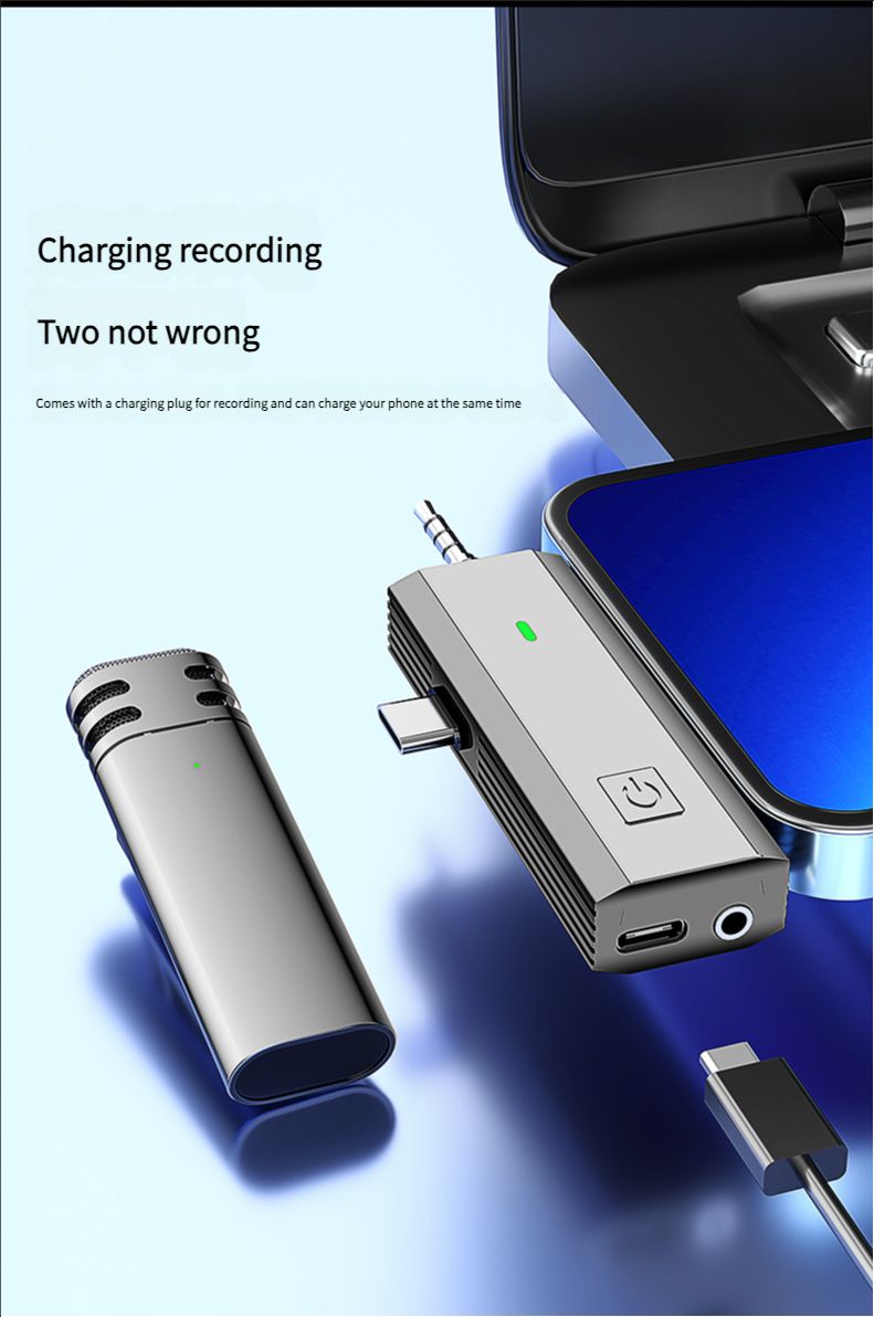 Microphone Wireless 3-in-1 Lavalier Microphone Universal for Android Apple Cameras Noise Reduction Microphone for Mobile Live Streaming