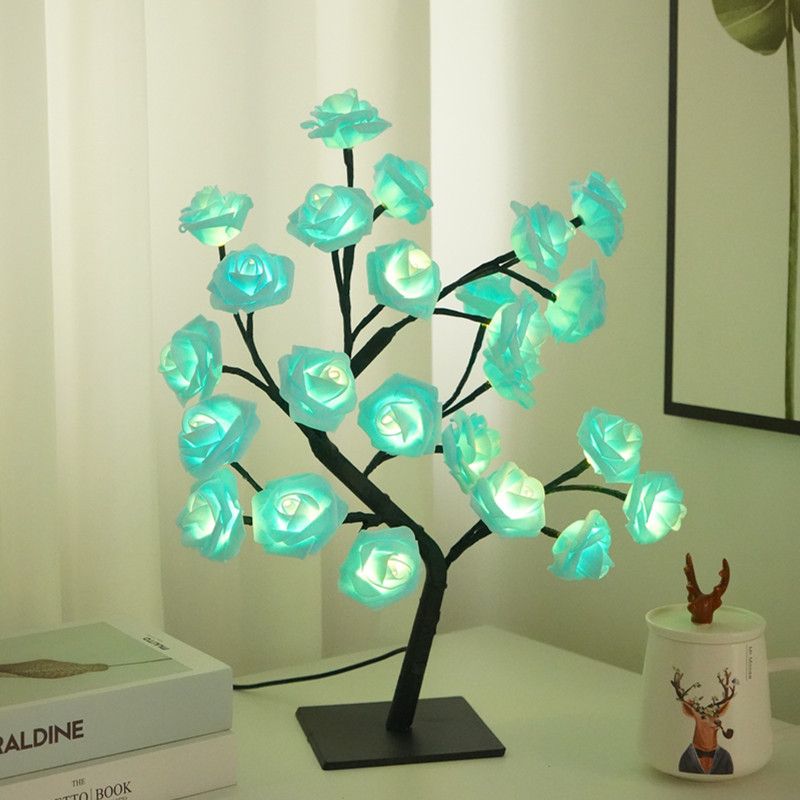 Lighting Decorative Light Decor Light Led Decoration Night Light Bedside Lamp Light Coloured Lights Detachable Plastic Base USB Switch LED Simulated Rose Tree Light