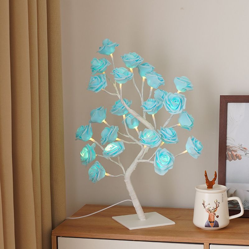 Lighting Decorative Light Decor Light Led Decoration Night Light Bedside Lamp Light Coloured Lights Detachable Plastic Base USB Switch LED Simulated Rose Tree Light