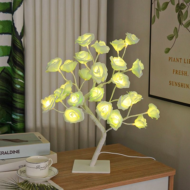 Lighting Decorative Light Decor Light Led Decoration Night Light Bedside Lamp Light Coloured Lights Detachable Plastic Base USB Switch LED Simulated Rose Tree Light
