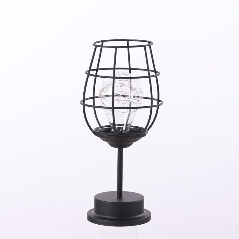 Lighting Decorative Light Decor Light Led Decoration Night Light Bedside Lamp Light Nordic Lights Iron Decorative Lamp Indoor Ornament Design Red Wine Glass Copper Wire Lamp Christmas Nightlight