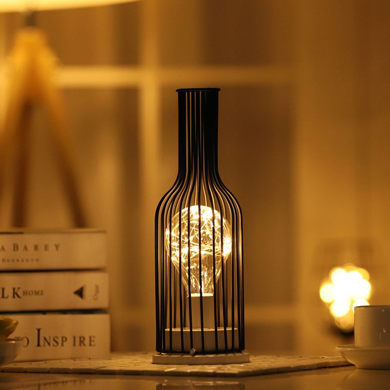 Lighting Decorative Light Decor Light Led Decoration Night Light Bedside Lamp Light Nordic Lights Iron Decorative Lamp Indoor Ornament Design Red Wine Glass Copper Wire Lamp Christmas Nightlight