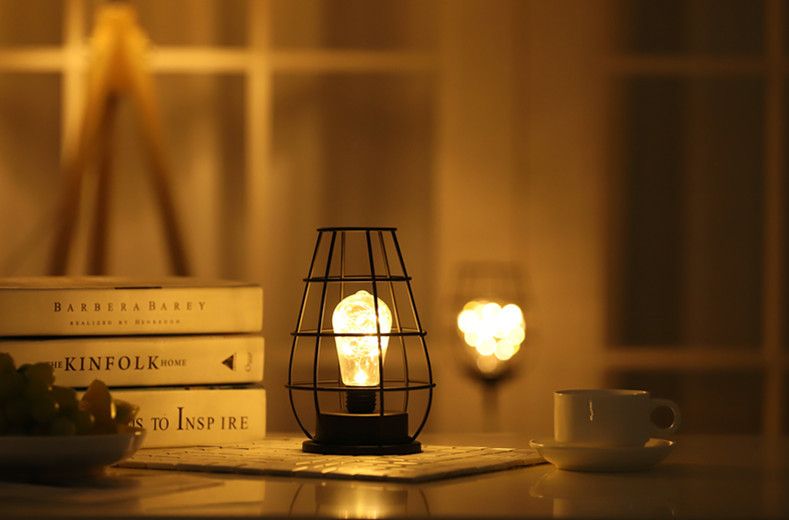 Lighting Decorative Light Decor Light Led Decoration Night Light Bedside Lamp Light Nordic Lights Iron Decorative Lamp Indoor Ornament Design Red Wine Glass Copper Wire Lamp Christmas Nightlight