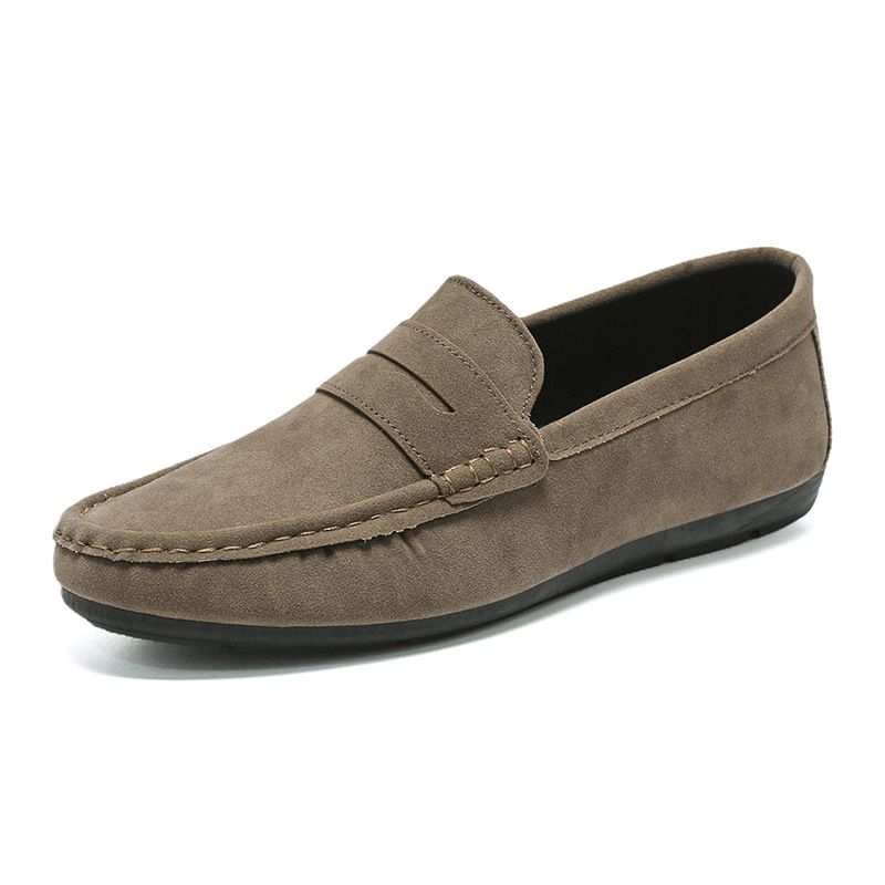 Men's Loafers Shoes Driving Shoes Walking Shoes Men's Round Toe Bean Shoes Lazy Shoes Casual Leather Shoes Soft Sole