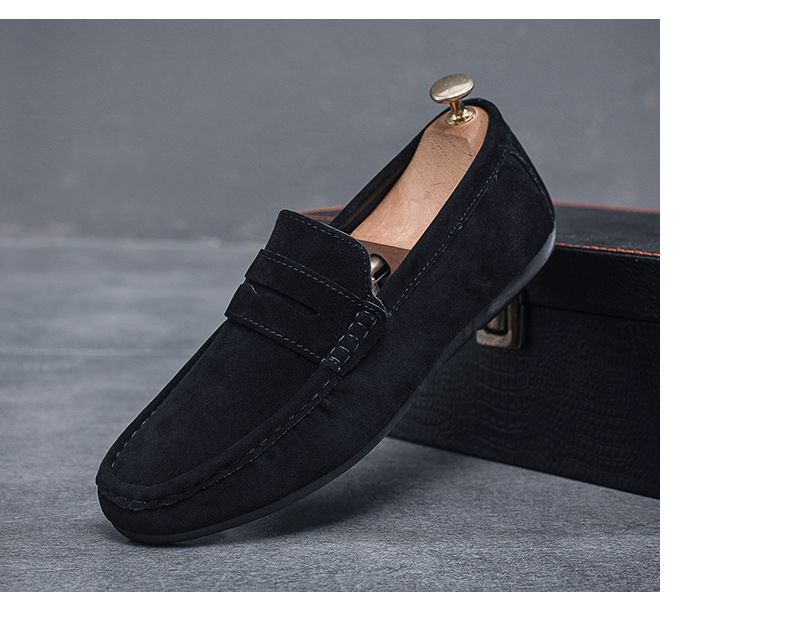 Men's Loafers Shoes Driving Shoes Walking Shoes Men's Round Toe Bean Shoes Lazy Shoes Casual Leather Shoes Soft Sole