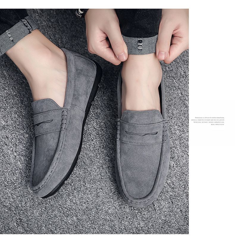 Men's Loafers Shoes Driving Shoes Walking Shoes Men's Round Toe Bean Shoes Lazy Shoes Casual Leather Shoes Soft Sole