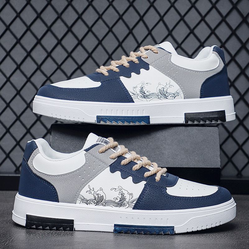 Skateboarding Shoe Spring New Men's Shoes Breathable White Shoes Men's Trendy Versatile Thick Soled Sports Leisure Board Shoes