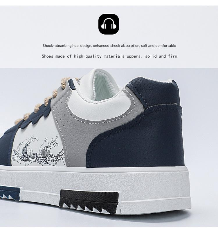 Skateboarding Shoe Spring New Men's Shoes Breathable White Shoes Men's Trendy Versatile Thick Soled Sports Leisure Board Shoes