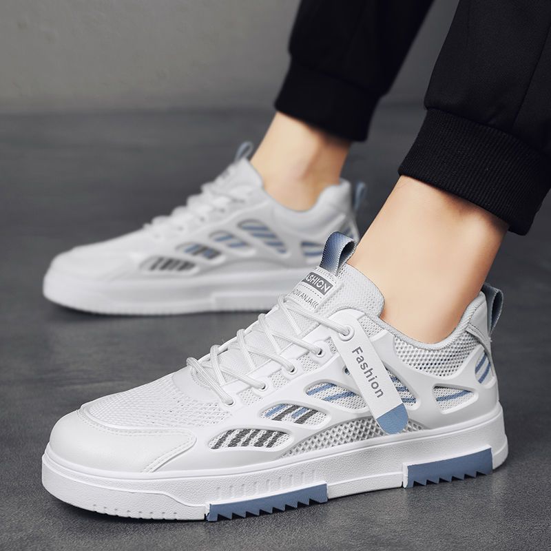 Skateboarding Shoe Summer New Breathable Mesh Shoes Men's Fashion Versatile White Shoes Student Sports Leisure Board Shoes Trendy Shoes