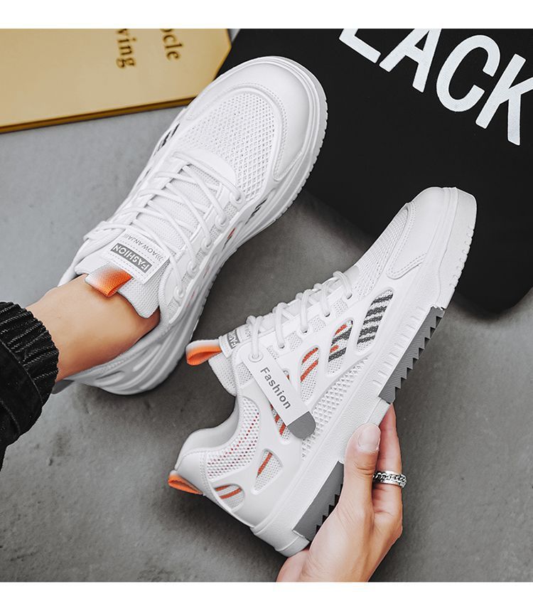 Skateboarding Shoe Summer New Breathable Mesh Shoes Men's Fashion Versatile White Shoes Student Sports Leisure Board Shoes Trendy Shoes