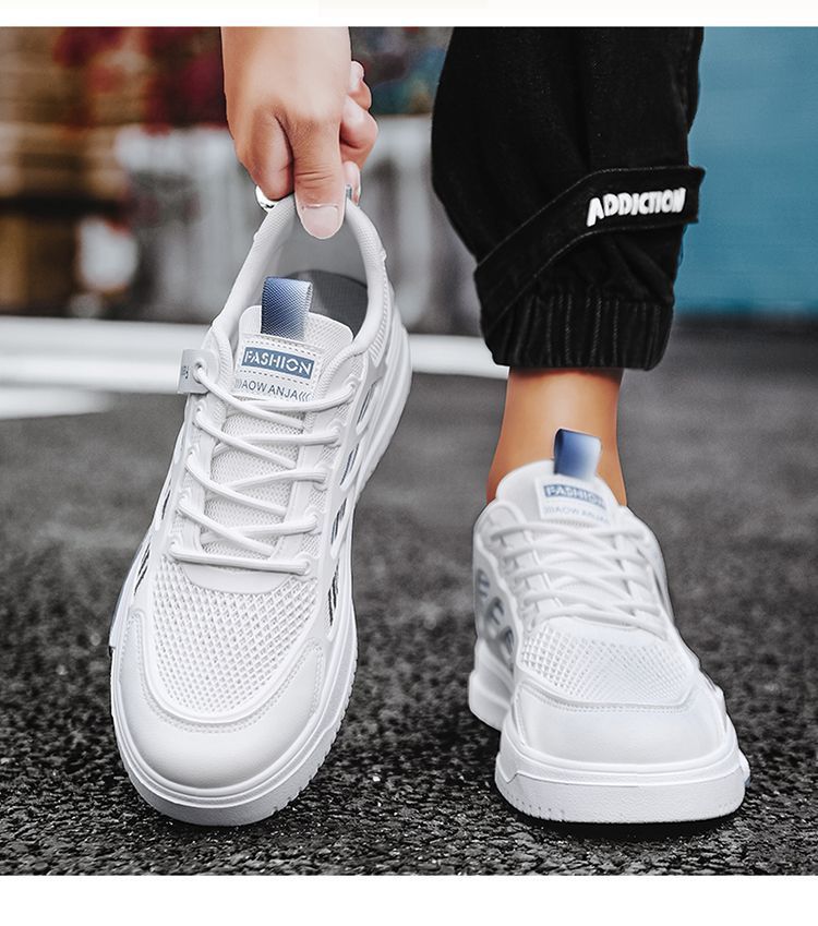 Skateboarding Shoe Summer New Breathable Mesh Shoes Men's Fashion Versatile White Shoes Student Sports Leisure Board Shoes Trendy Shoes