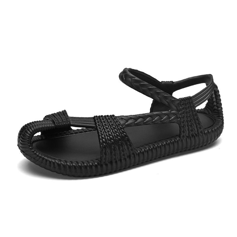 Sandal Men Sandal Shoe Summer Oversized Woven Trendy Shoes for Men EVA Hand Woven Sandals Couple Ethnic Style Grass Shoes Hollow out Breathable Driving Sandals