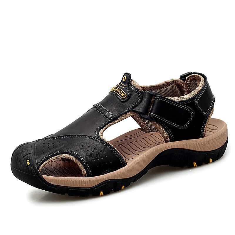 Sandal Men Sandal Shoe Summer Men's Shoes Sandals Beach Shoes Slip on Genuine Leather Cowhide Surface Outdoor Leisure Hiking Shoes for Men