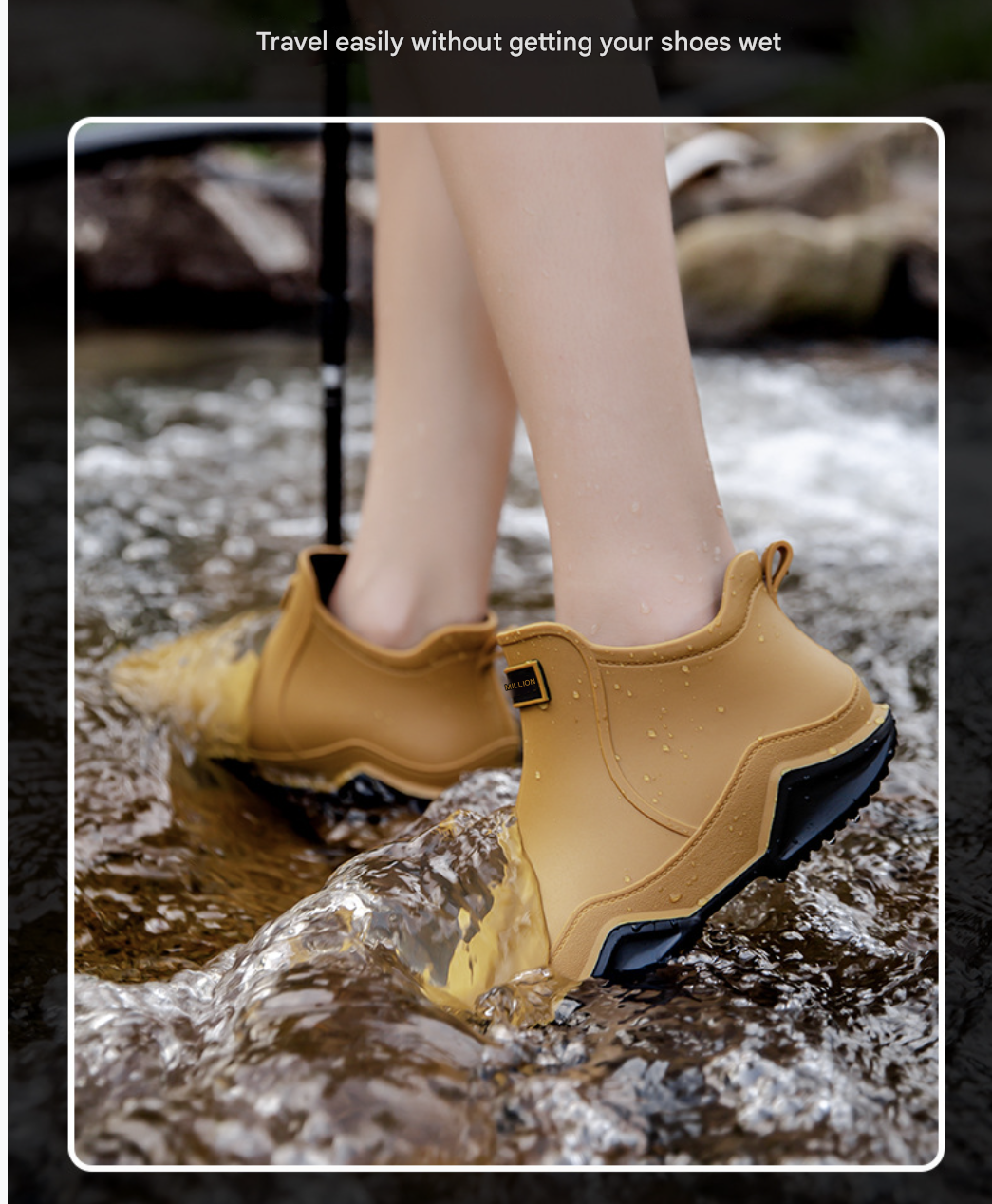 Rain Boot Rain Shoes Fashion Short Tube Men's Rain Shoes PVC Rain Boots Waterproof Shoes Anti Slip Warm Fishing Work Takeaway Water Boots