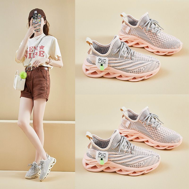 Running Shoe Woman Sneaker Running Shoe Lady Girl Ins Korean Couple Style Flyknit Shoes Summer New Student Sports Shoes Breathable Running Casual Shoes